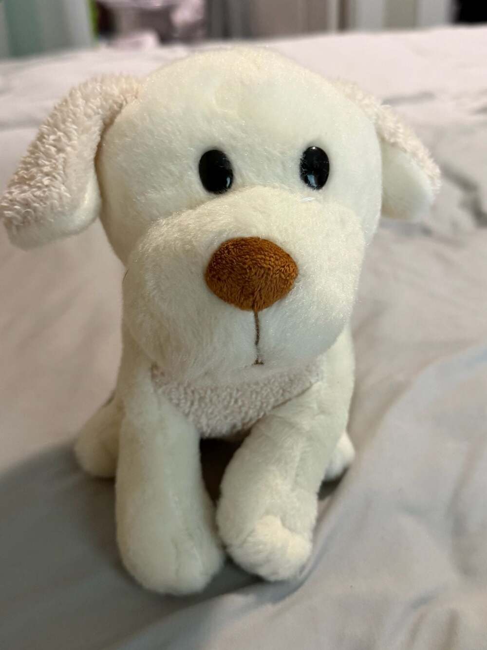 Animal Adventure 2016 White Plush Puppy Dog with Green Ribbon Collar